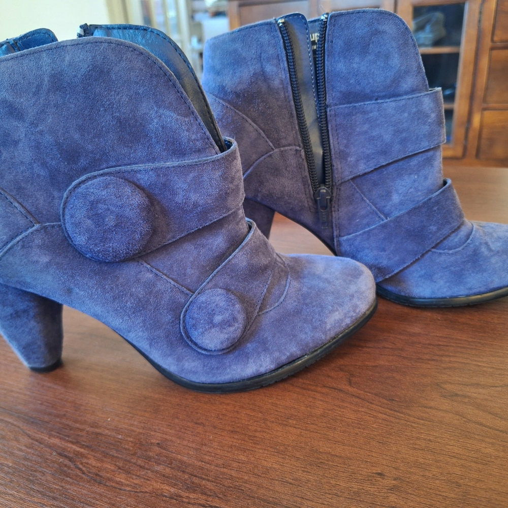 Hush Puppies Purple Suede Heeled Ankle Boots